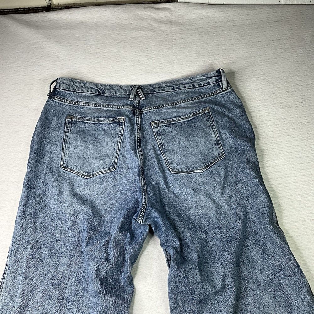 Good American Good Skate Loose Jeans Indigo667 High Rise Wide Leg Denim Size 18 - Picture 3 of 6